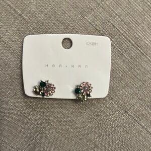 Elegant Pink and Green Floral Earrings